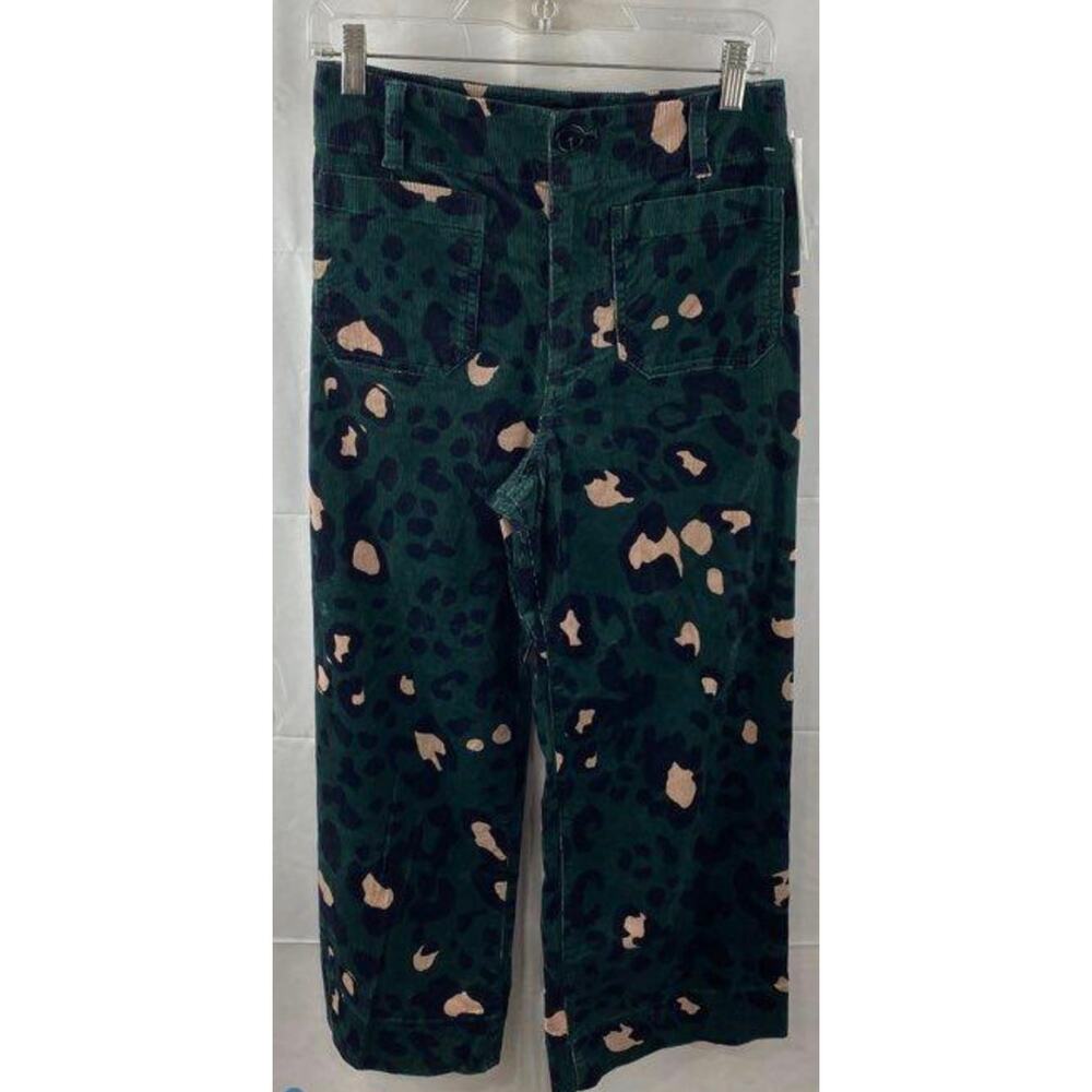 Anthropologie Maeve Colette Cropped Wide-Leg Corduroy Pants animal print sz 27 - Picture 2 of 6
